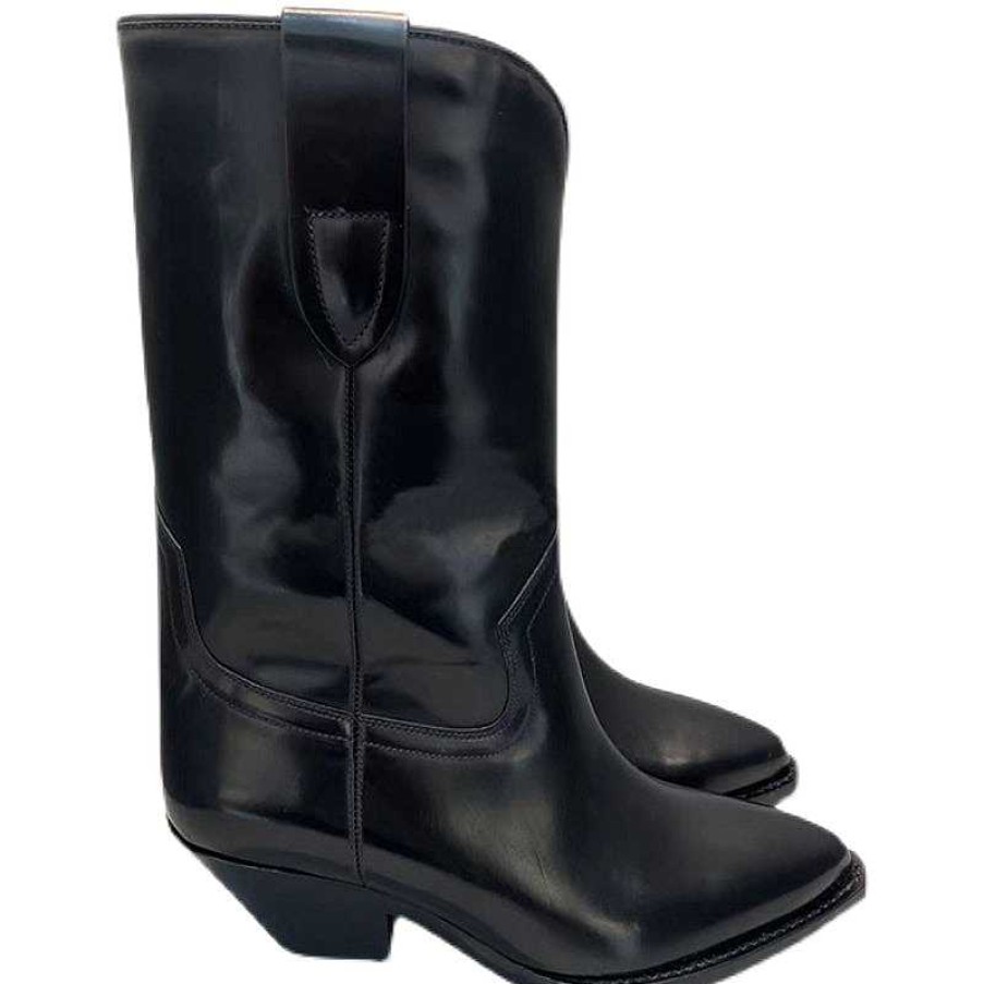 Dwarves Womens Western Boots Mid Calf Leather Cowgirl Boots