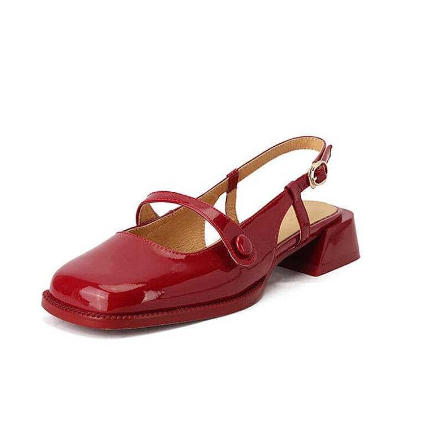 Dwarves Patent Leather Slingback Mary Jane Pumps Block Heel In /