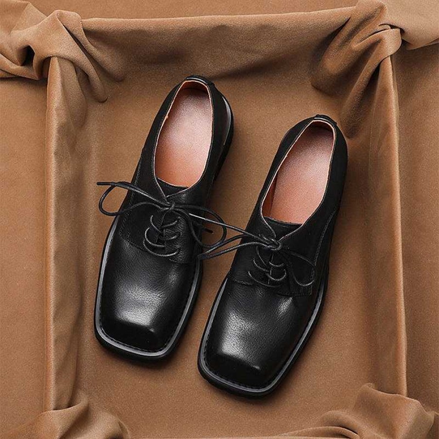 Dwarves Handmade Leather Platform Lace Up Oxfords For Women In /