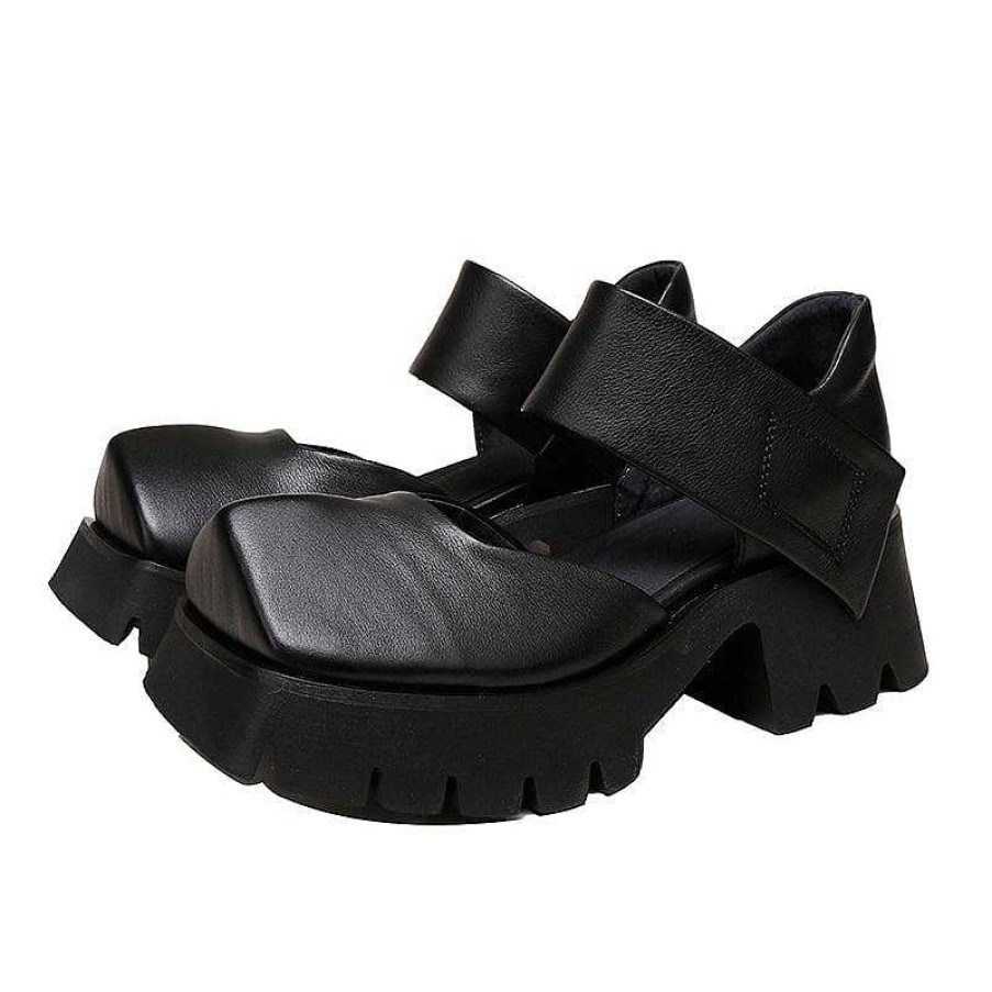 Dwarves Retro Leather 50Mm Platform Mary Jane Sandals For Women In /