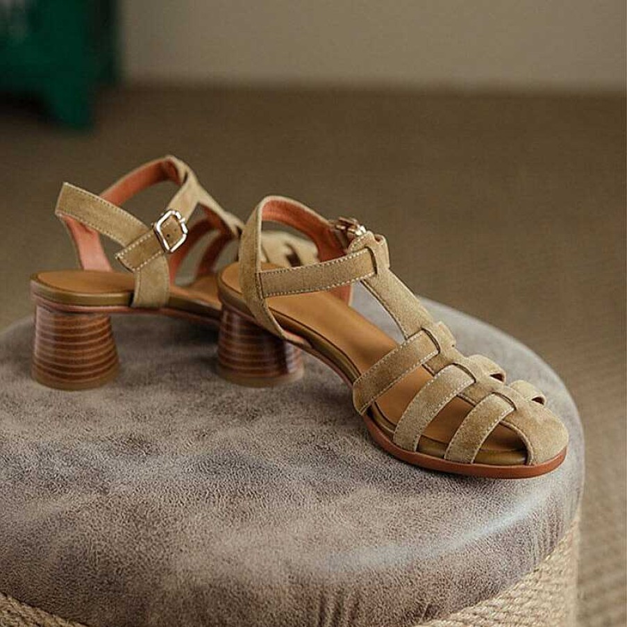 Dwarves Womens Fisherman Shoes Handmade Suede Leather T Strap Gladiator Sandals In / /