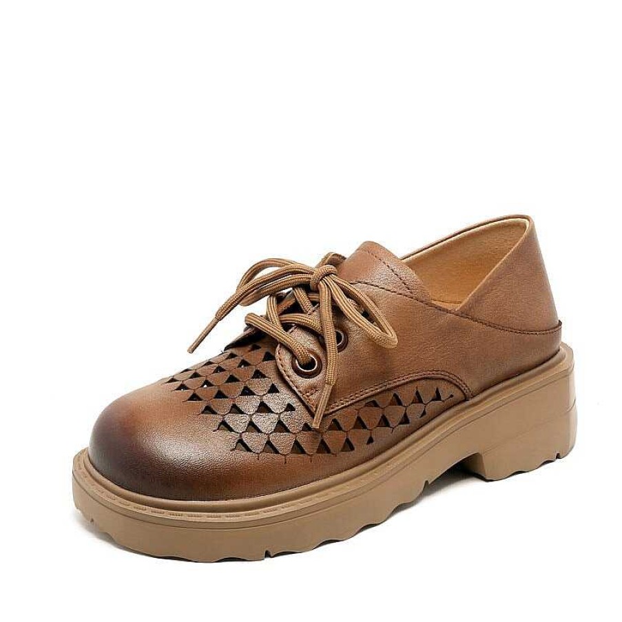 Dwarves Womens Handmade Leather Platform Oxfords For Summer In /