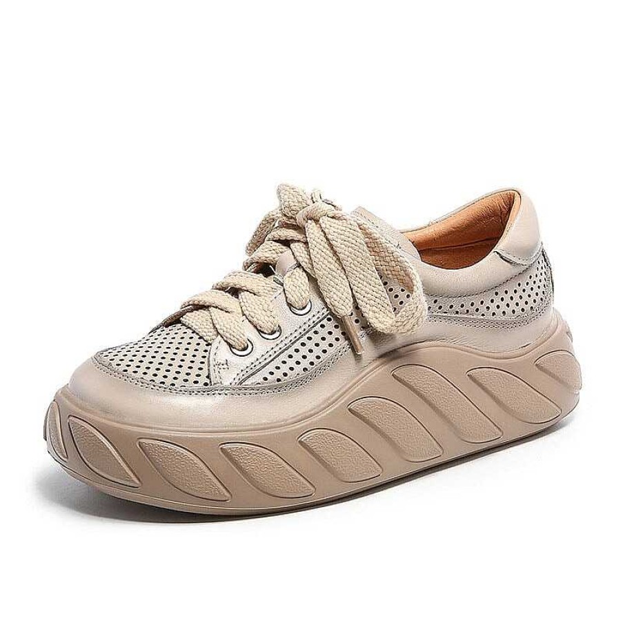 Dwarves Leather Low-Top Travel Perforated Platform Sneakers For Women In / /