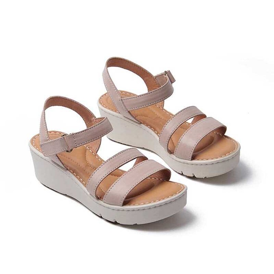 Dwarves Handmade Leather Double-Strap Wedges Sandals In / Womens Platform Slingback