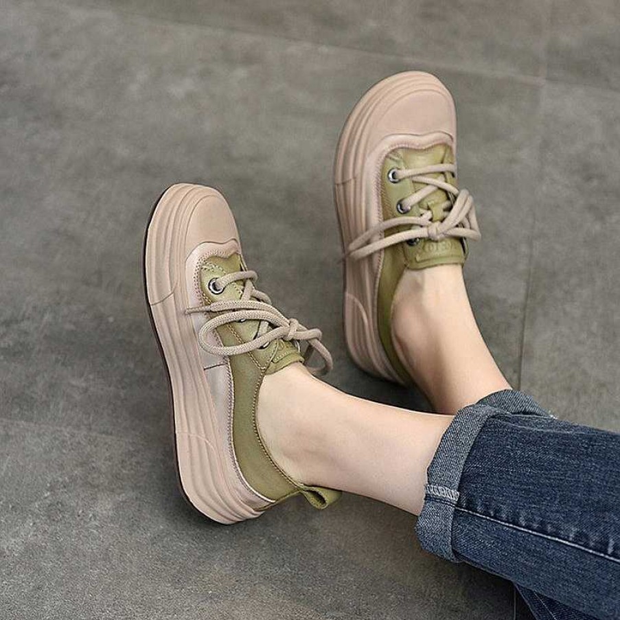 Dwarves Leather Rubber Toecap Sneakers For Women Low-Top Lace Up In / /