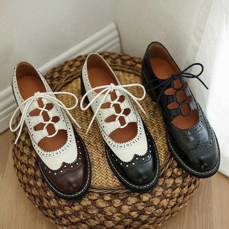 Dwarves Retro Lace Up Leather Shoes Round Toe Brogue Oxford Shoes In / /