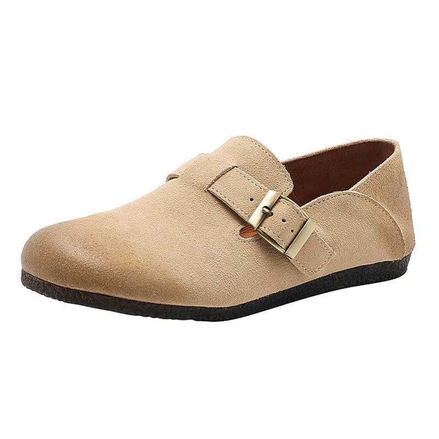 Dwarves Retro Suede Leather Loafers For Women Buckle-Fastening Monk Shoes 6 Colors