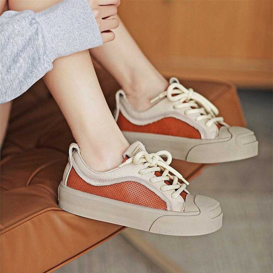 Dwarves Leather Platform Sneakers For Women Low-Top Travel Perforated In / /