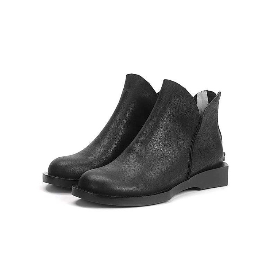 Dwarves Designer Ankle Boots Soft Leather Flat Boots Back Zip Chelsea Boots In / /