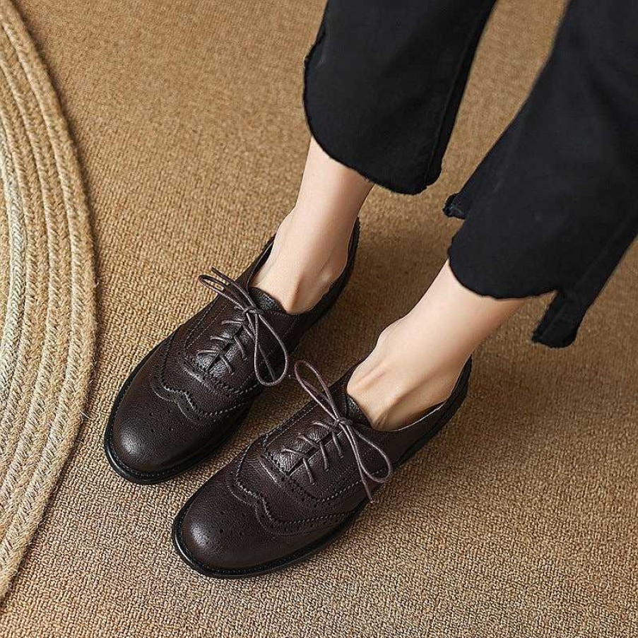 Dwarves Genuine Leather Brogue Shoes Oxford Tie Shoes For Women In /