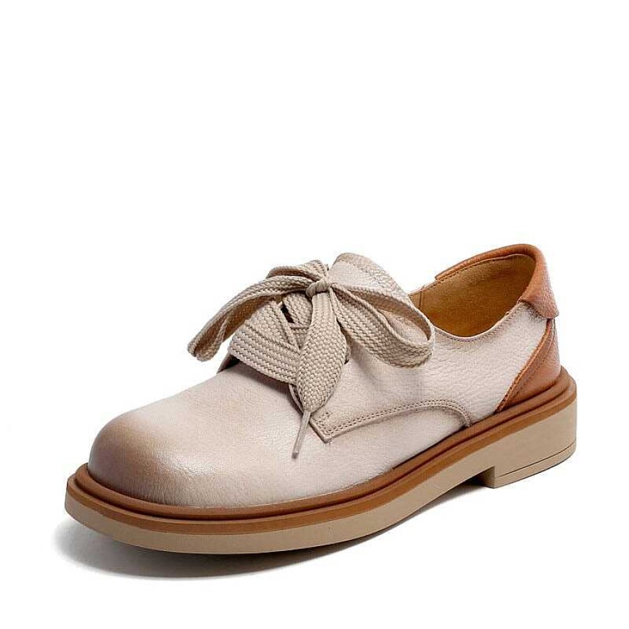 Dwarves Handmade Full Grain Leather Oxfords & Tie Flats For Women In /