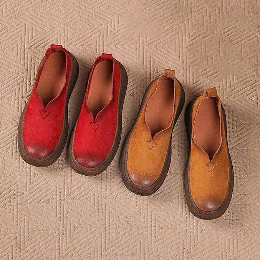 Dwarves Round Toe Soft Leather Chunky Loafers For Women In /