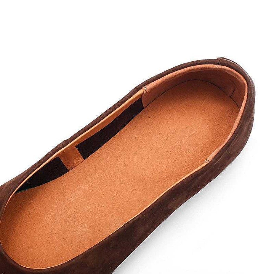 Dwarves Handmade Retro Nubuck Leather Loafers Designers Flats For Women / / Slip Ons