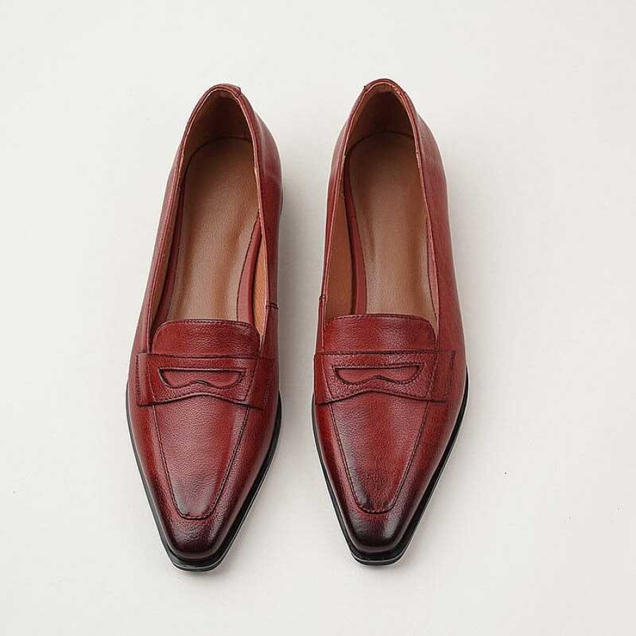 Dwarves Soft Leather Slip On Flat Loafers In /