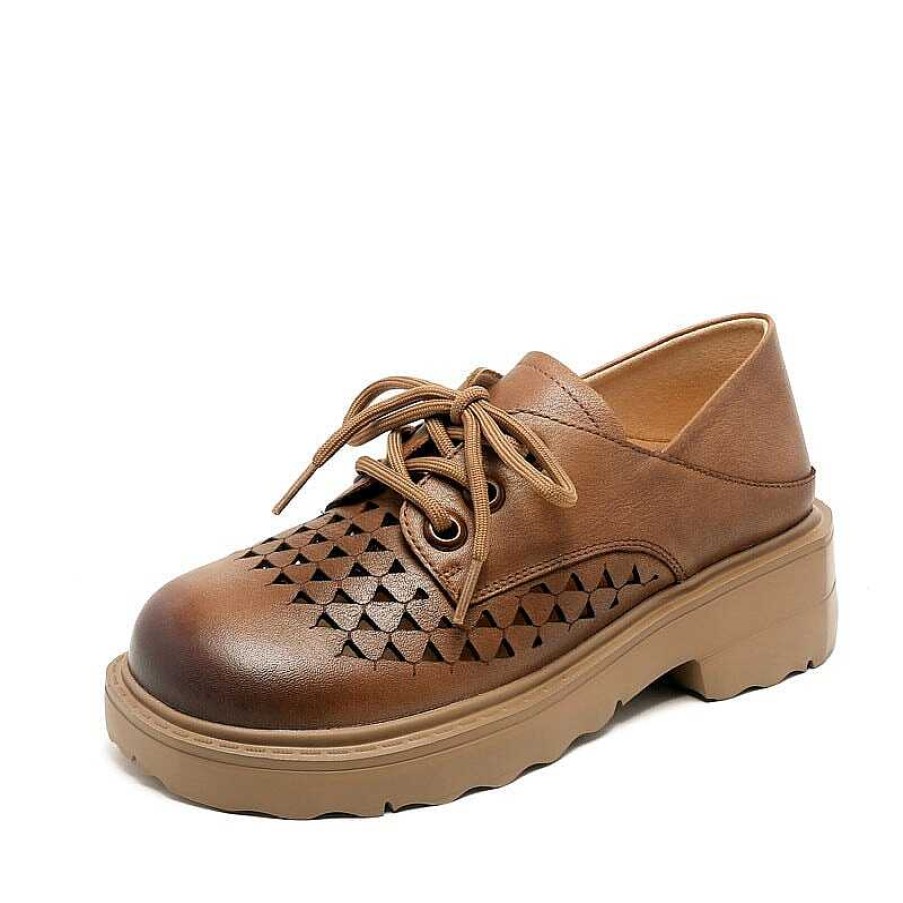 Dwarves Womens Handmade Leather Platform Oxfords For Summer In /