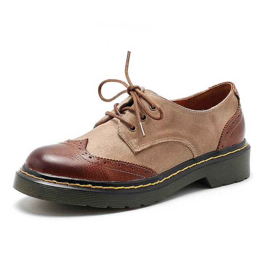 Dwarves Handmade Wingtip Brogues Leather Lace Up Oxfords For Women Martin Sole