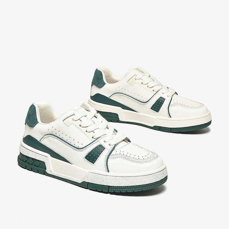 Dwarves Women'S Causal Genuine Leather Sneakers - White Color Block With /