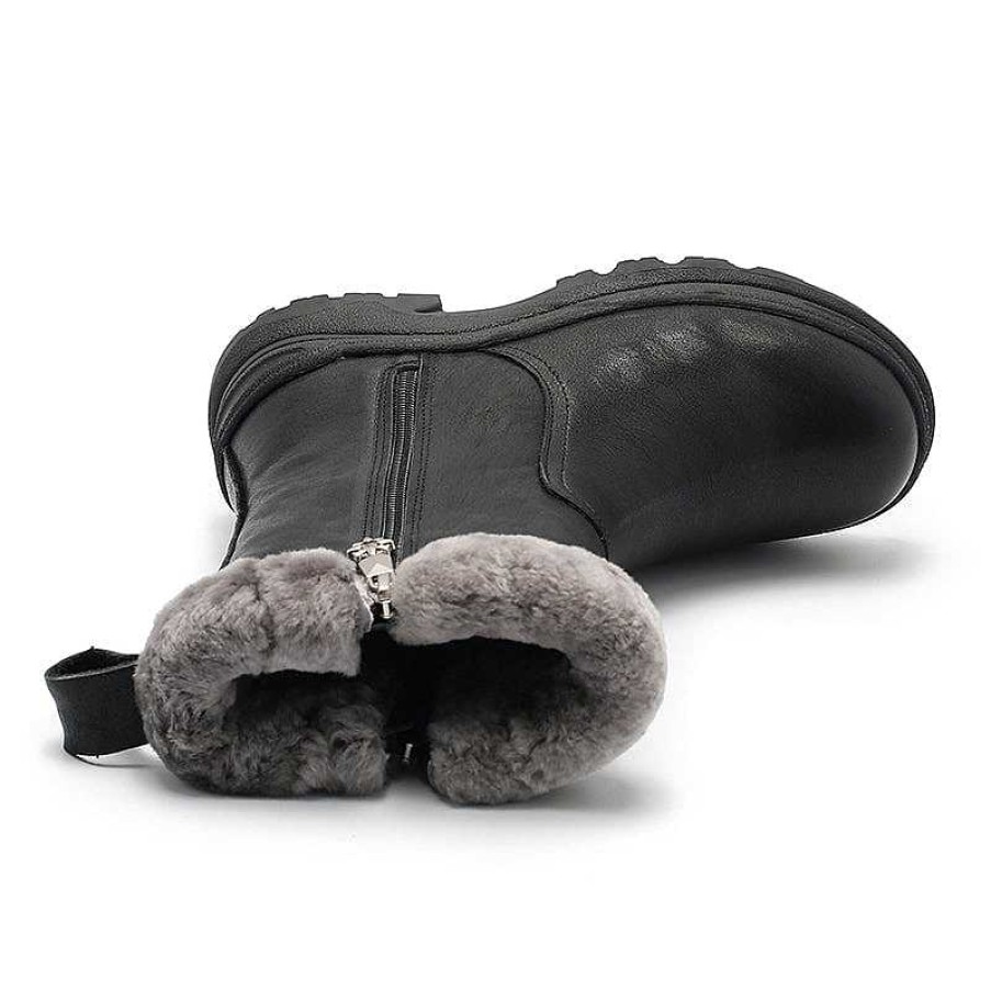 Dwarves Dwarves Leather Short Boots Snow Boots Shearling Lined For Cold Winter In Black/Brown/Coffee