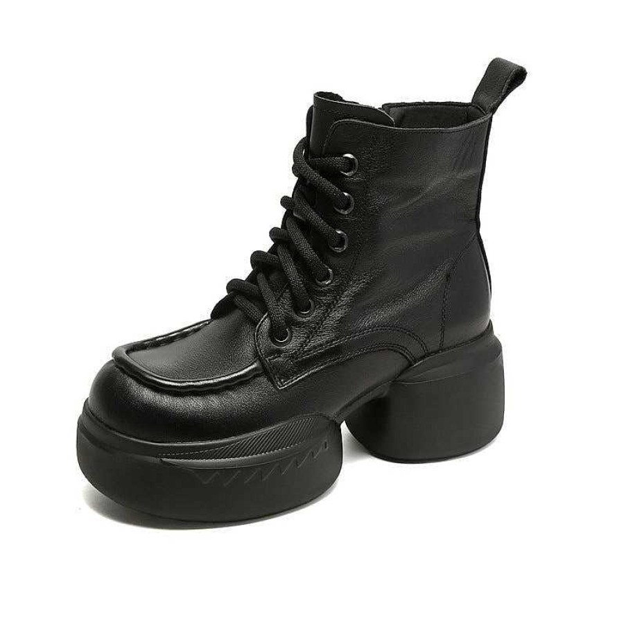 Dwarves 65Mm Platform Boots Handmade Combat Boots Lace Up Leather Martin Boots In /