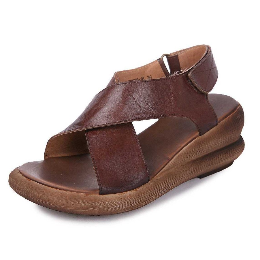 Dwarves Wedge Sandals / Leather Platforms X-Strap Sandals