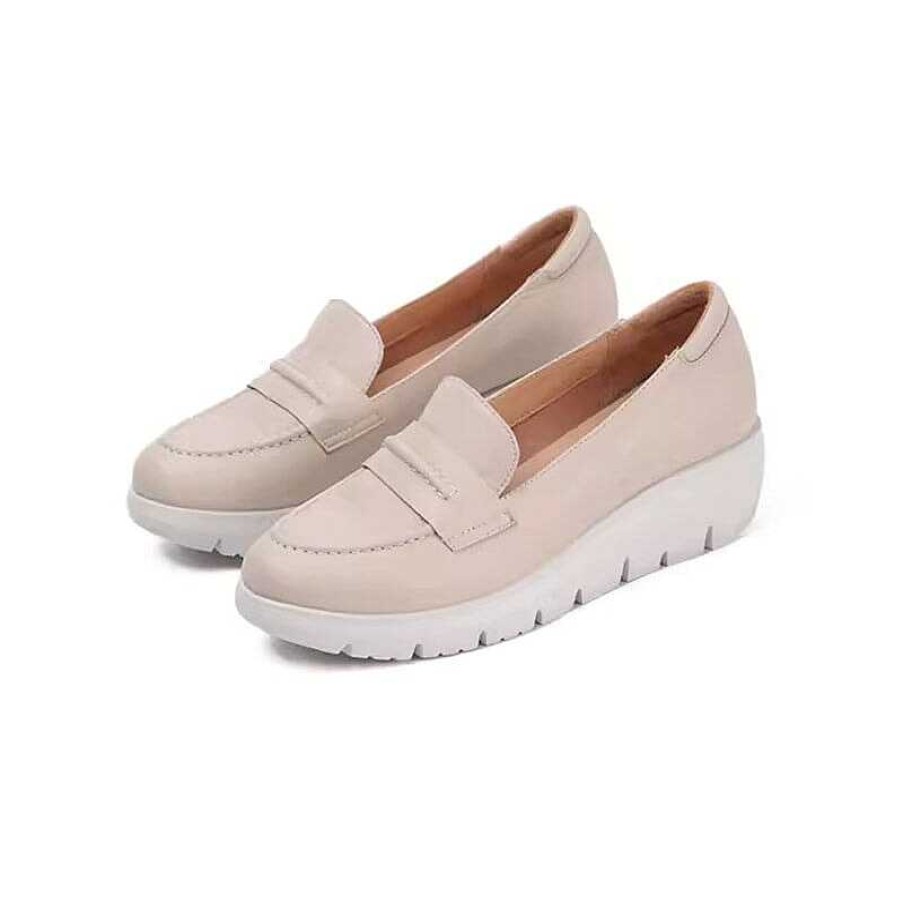 Dwarves Italian Sheepskin Penny Loafers Handmade Uniform Shoes Wedge Heel In /