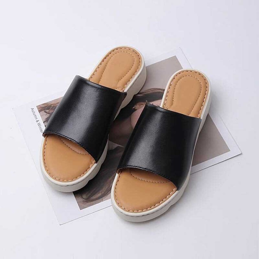 Dwarves Handmade Leather Slippers In / / / Womens Platform Slingback