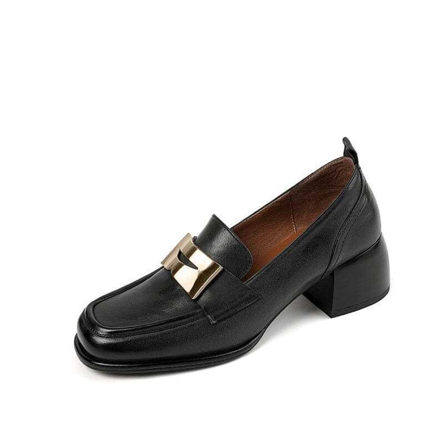 Dwarves Women'S Handmade Retro Square-Toe Block-Heel Loafers In /