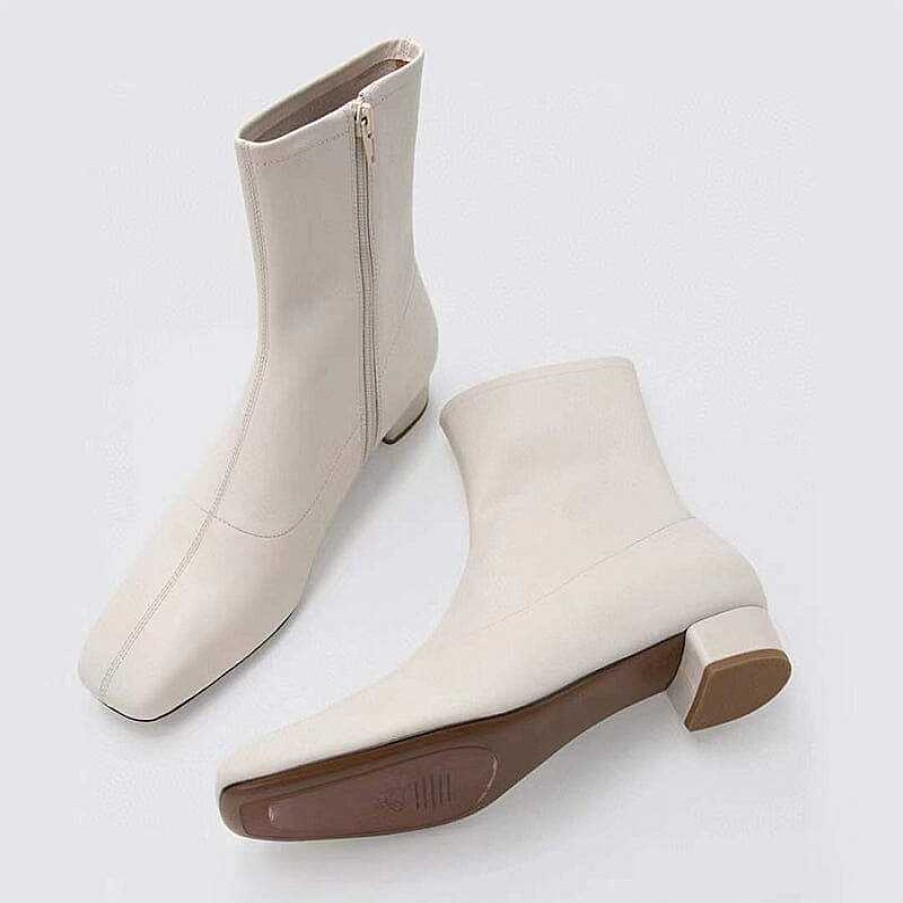 Dwarves Squared Toe Leather Slimming Boots Sock Boots / / /