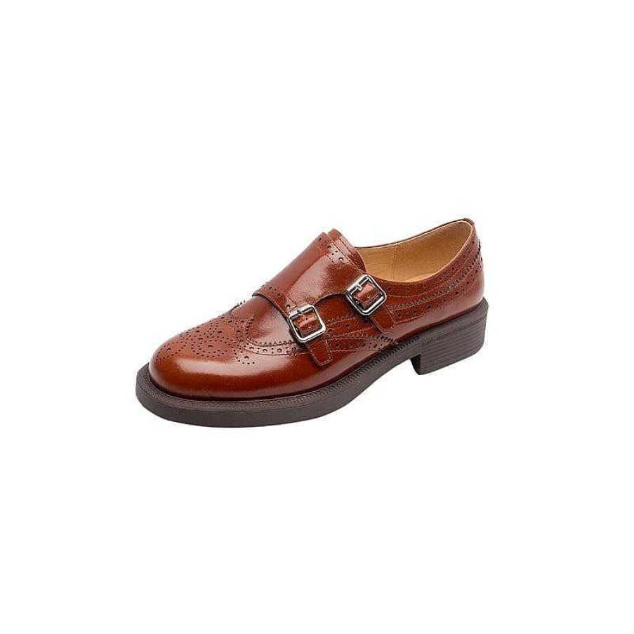 Dwarves Handmade Patent Leather Double Monk Strap Shoes For Women In / /