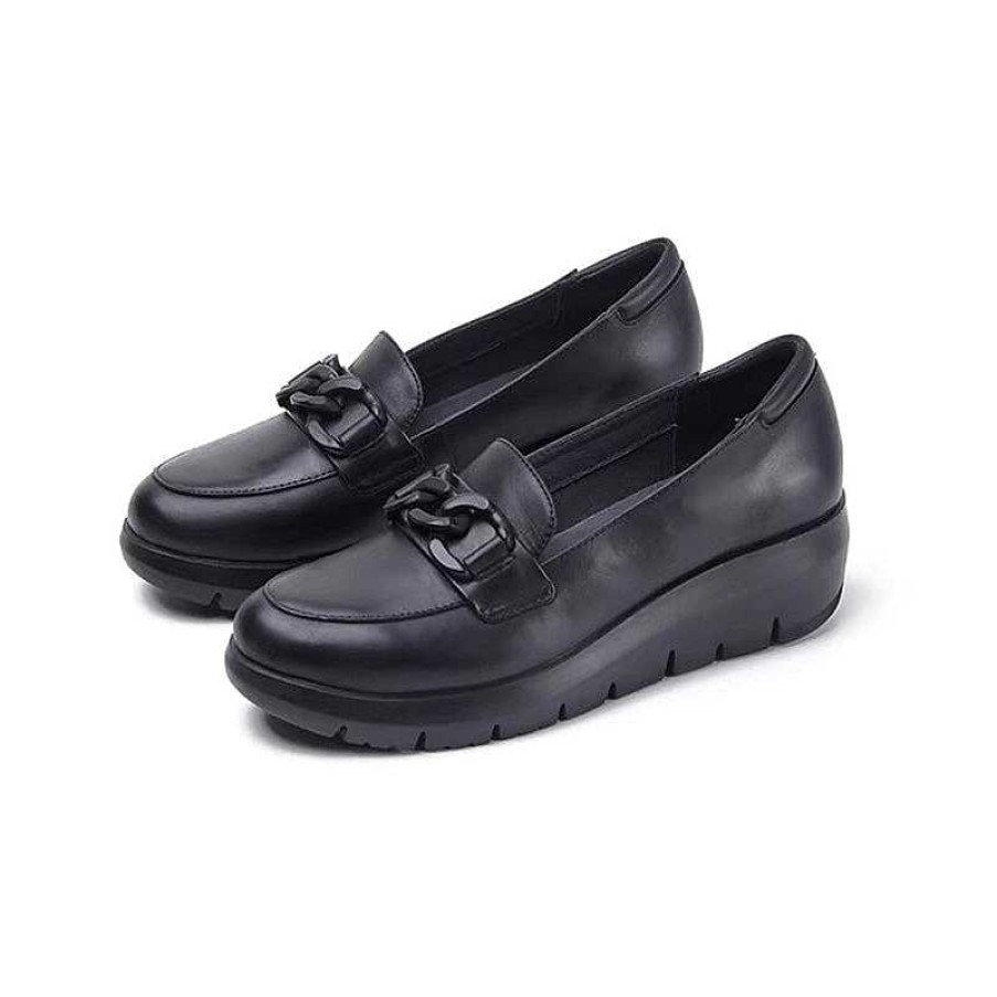 Dwarves Chain-Detailed Leather Loafers For Women Light Wedge Heel In / /