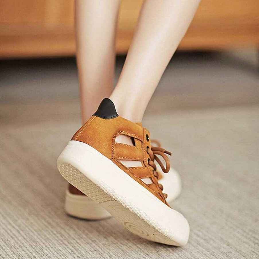 Dwarves Leather Perforated Platform Sneakers For Women High-Top Lace Up In / /