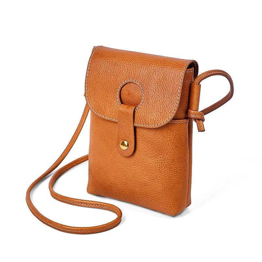 Dwarves Vintage Cowhide Phone Bag Ladies Elegant Single Shoulder Crossbody