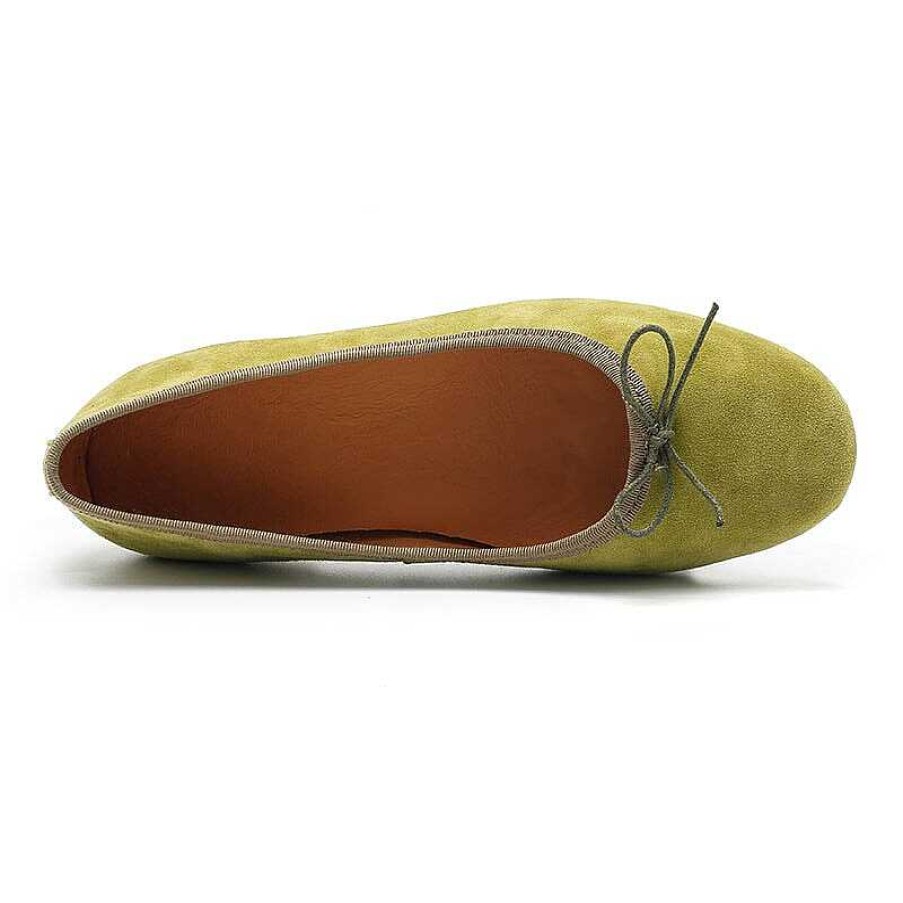 Dwarves Bow-Detail Round Toe Suede Sheepskin Ballerina Shoes In / / / /