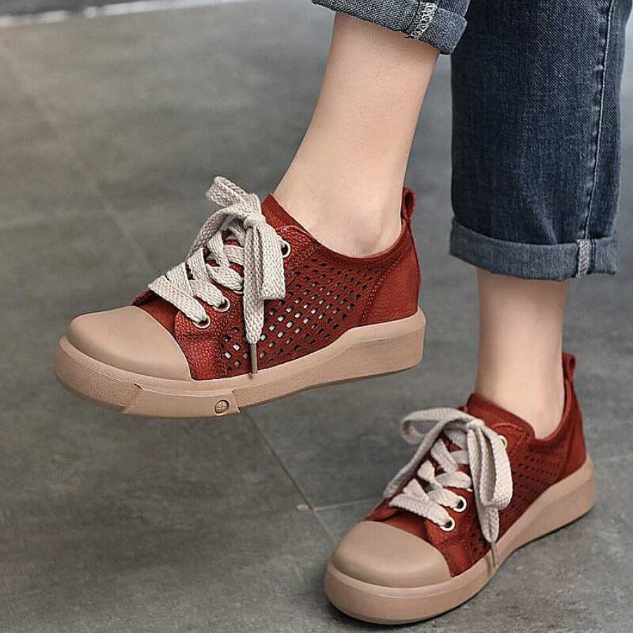 Dwarves Leather Rubber Toecap Low-Top Sneakers For Women Perforated In /