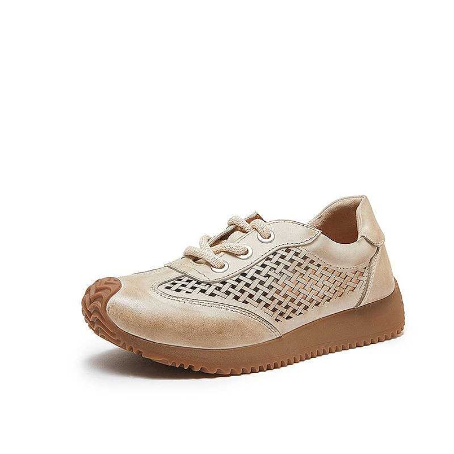 Dwarves Leather Flatform Sneakers For Women Low-Top Travel Perforated In /