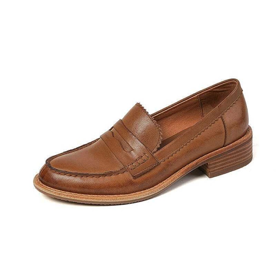 Dwarves Classic Leather Penny Loafers For Women Round Toe In /