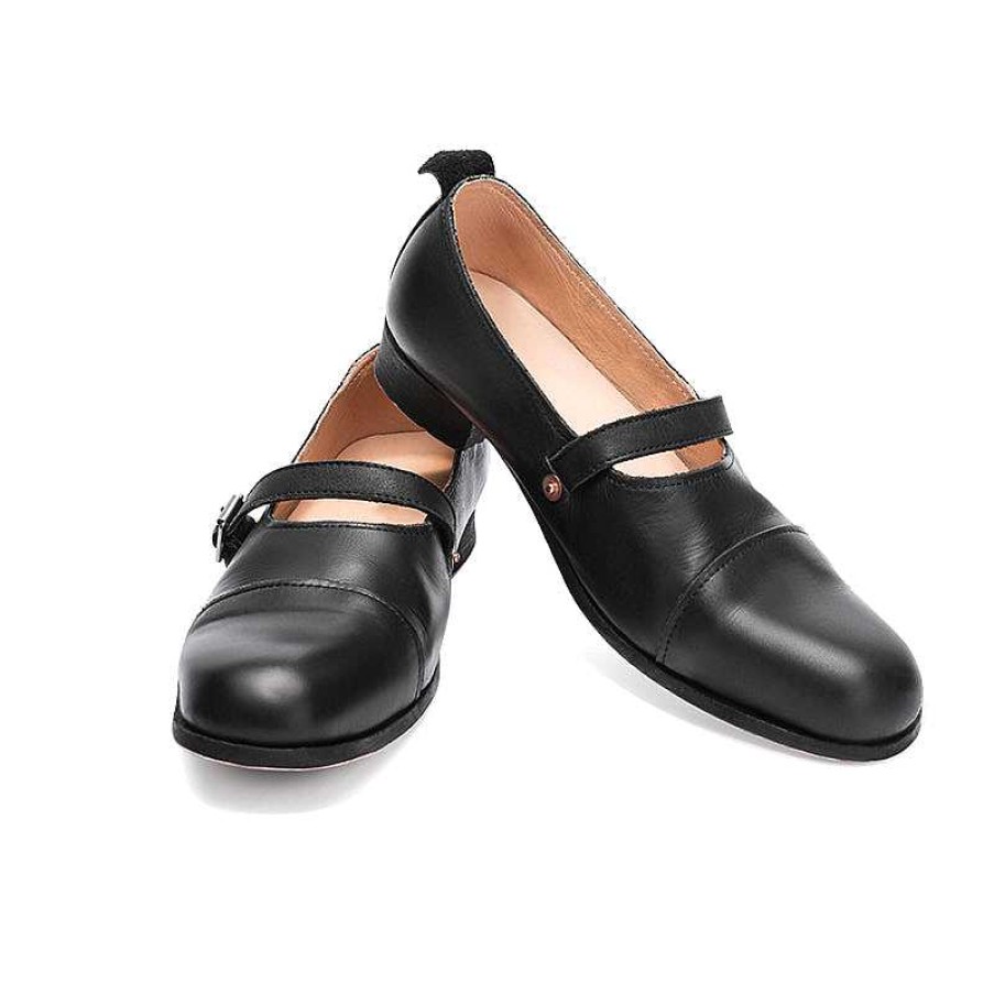 Dwarves Goodyear Horse Leather Shoes For Women Flat Mary Jane Leather Sole In