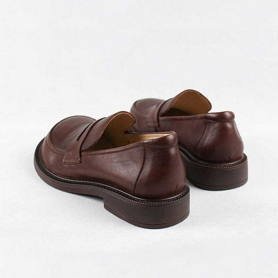 Dwarves Wide Fit Big Toe Full Grain Leather Penny Loafers Handmade Uniform Shoes In /