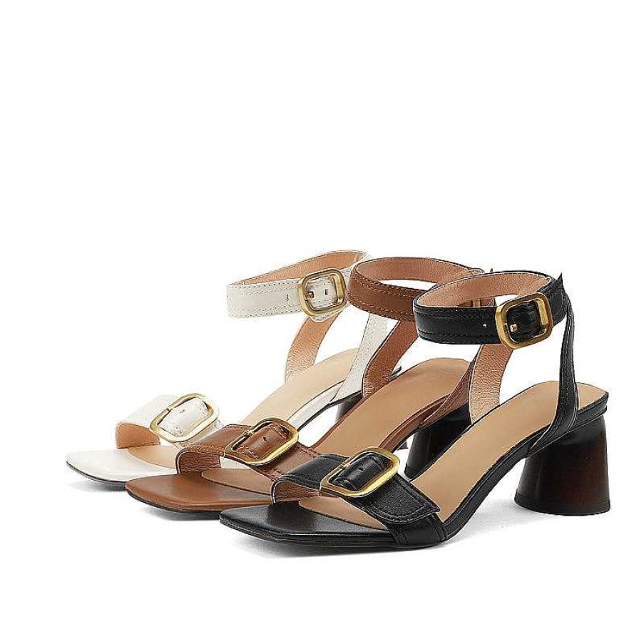 Dwarves Block Heel Leather Sandal Buckle Sandals In / /