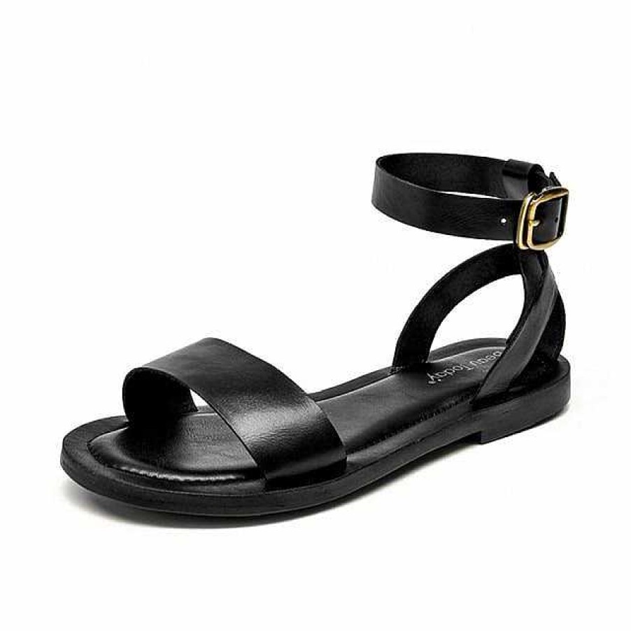 Dwarves Women Sandals Gladiator Soft Genuine Cow Leather Buckle Strap Top Brand Ladies Summer Beach Flats Handmade