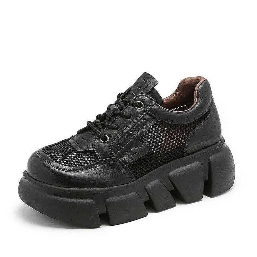 Dwarves Leather And Mesh Low-Top Platform Sneakers For Women Lace Up In / /