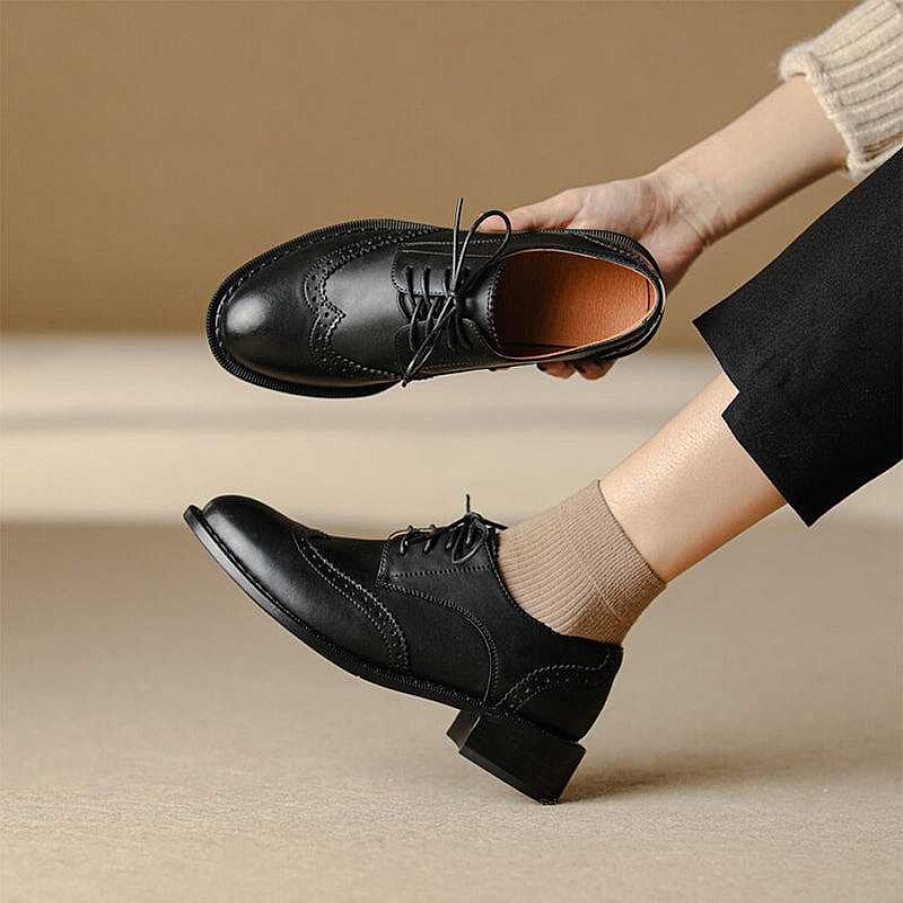 Dwarves Handmade Wingtip Shoes Women'S Genuine Leather Lace Up Brogues In /