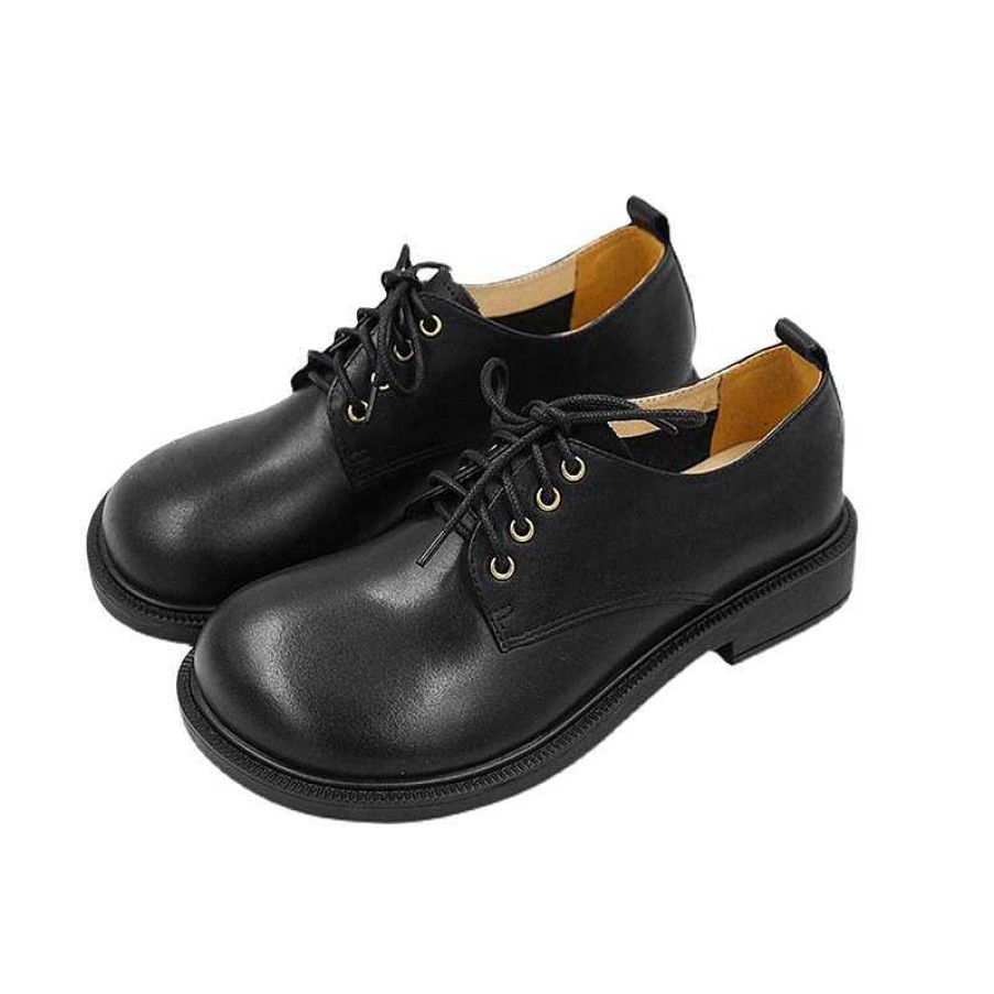 Dwarves Retro Lace Up Leather Shoes Round Toe /