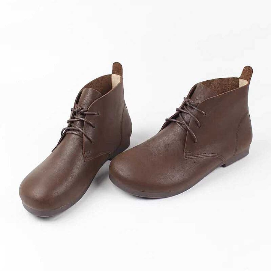 Dwarves Brush-Off Leather Martin Boots Lace-Up Soft Ankle Booties Casual Work Combat Boots / /