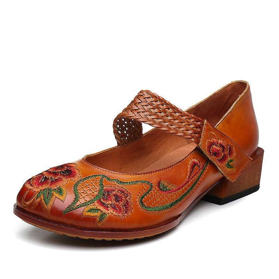 Dwarves Leather Flat Mary Jane Shoes For Womens Round Toe Handmade /