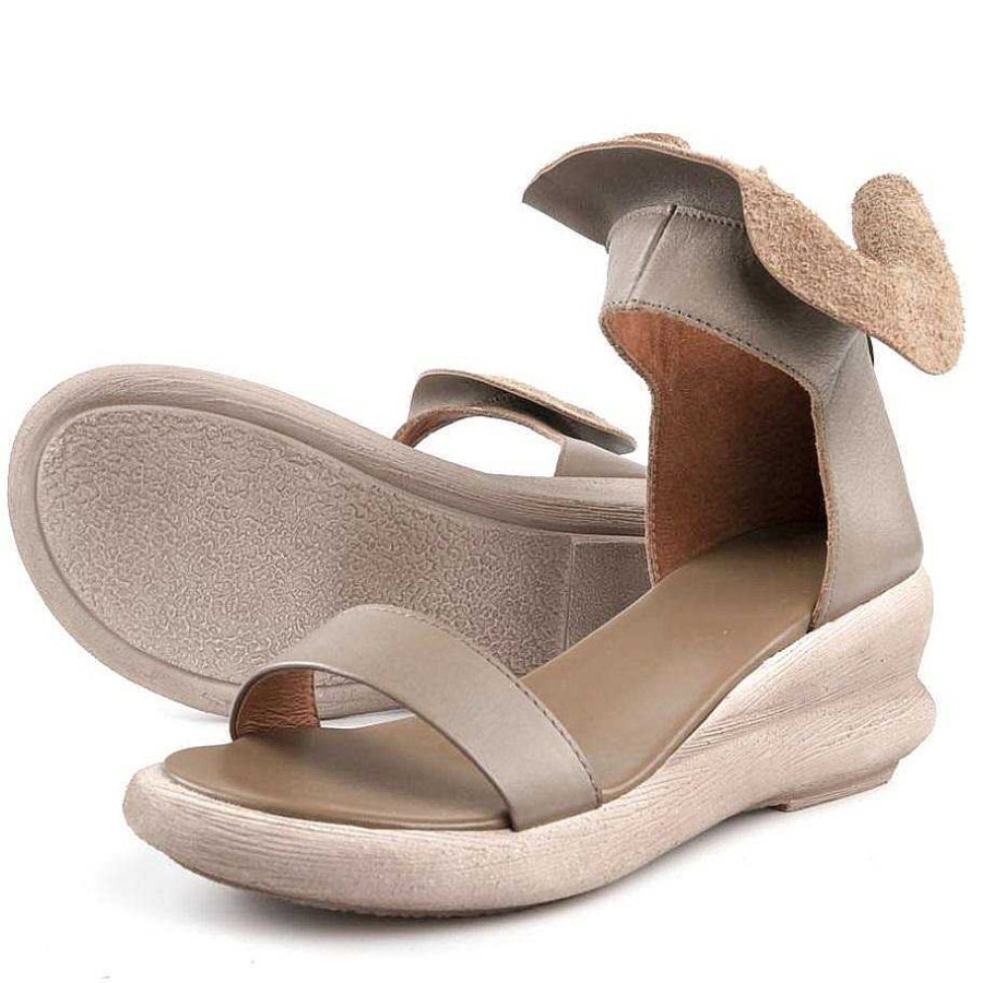 Dwarves Wedge Sandals Soft Full Grain Leather Wrap Ankle Zip Up Summer Sandals