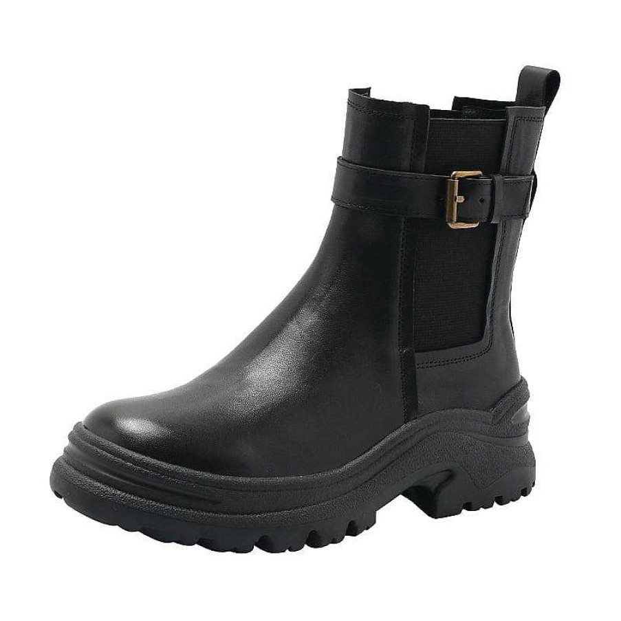 Dwarves Womens Retro Leather Ankle Boots Snow Boots Have Fleece Lined For Cold Winter In Black/Brown