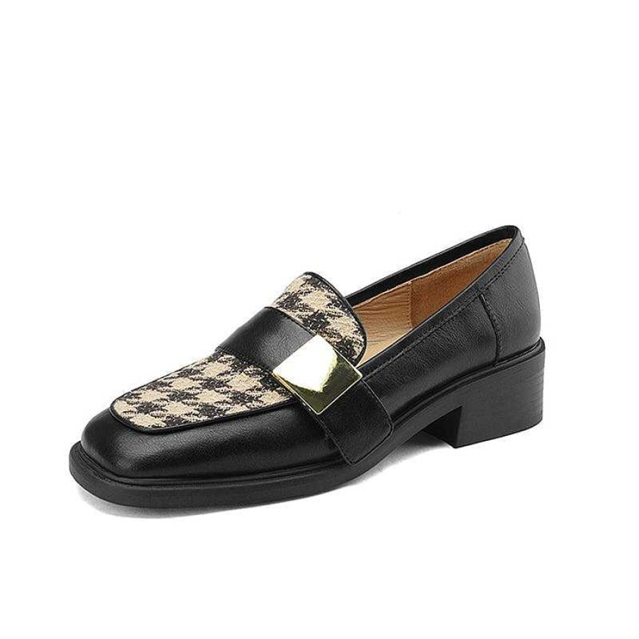 Dwarves Soft Leather Loafers For Women With Metal Color Blocking In /