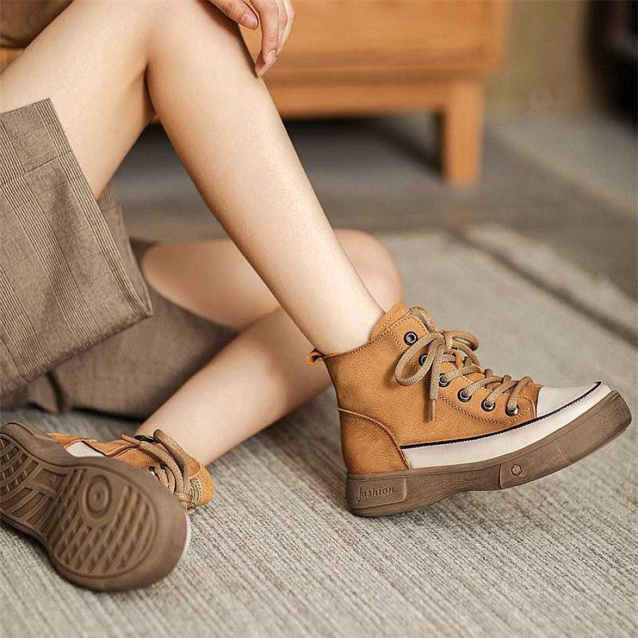 Dwarves High-Top Lace Up Flat Leather Sneakers For Women In / /