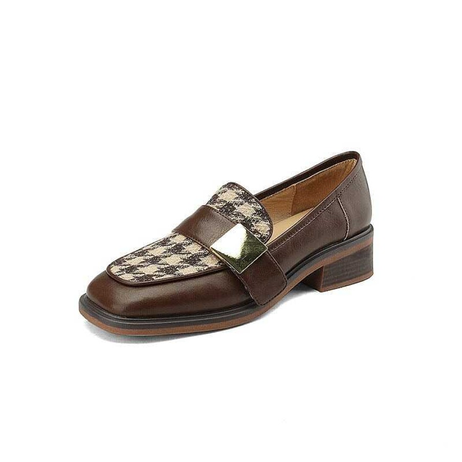 Dwarves Soft Leather Loafers For Women With Metal Color Blocking In /